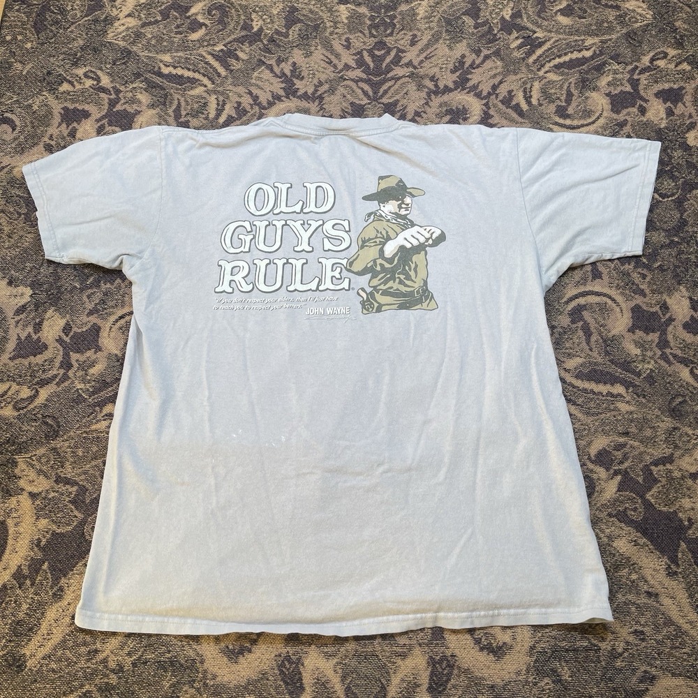 Old Guys Rule John Wayne 'Respect Your Elders' Tan T Shirt Men's Size Large